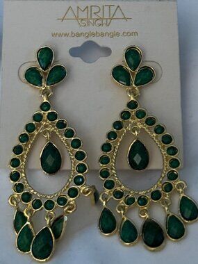 Amrita Singh 'Evergreen' Bangle Dangle Chandelier Earrings, NWT